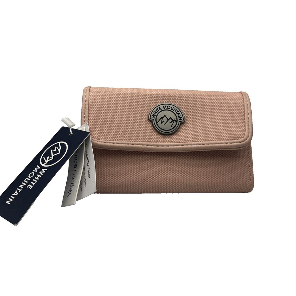 White Mountain Tri-Fold Wallet Vegan Leather Pale Pink NEW